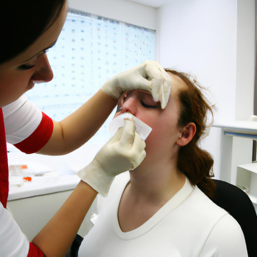 Person undergoing allergy testing procedure